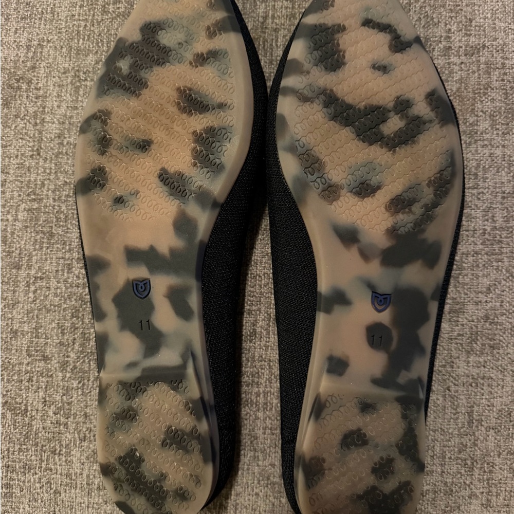 Rothy's Black Pointed Flats with Blue Heel Trim - Picture 5 of 7